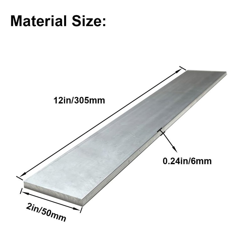 2 barras planas cuadradas de aluminio de 1/4 x 2