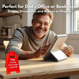 Regalo para el cumpleaños de papá o el día del padre – Mini letrero de computadora con ranura para foto – Bonita visualización roja para oficina o mesita de noche – Ficha sincera de hija o hijo