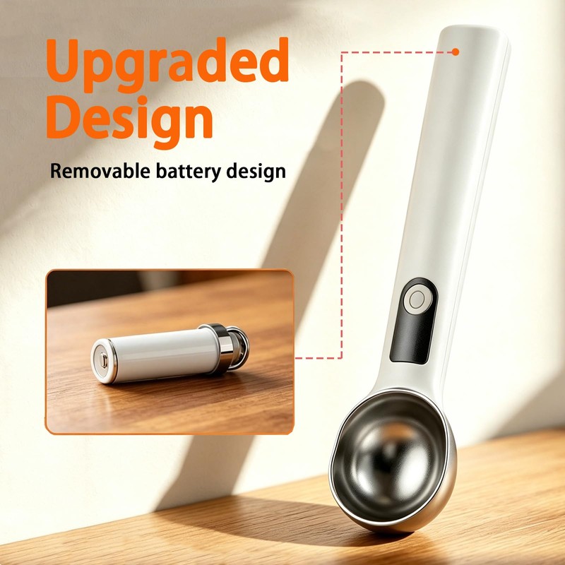 Heated Ice Cream Scoop with Detachable Battery, Fast Heat to