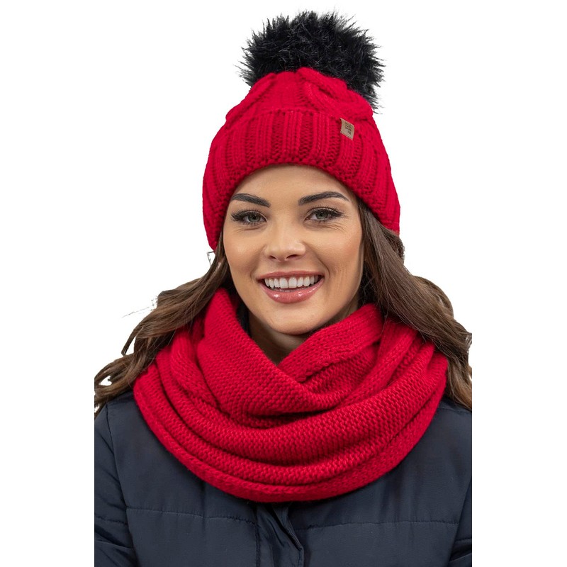 VIVISENCE 7014 Women's Bobble Hat Winter Warm Thick Patterned Made