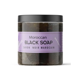 Zakia's Morocco Moroccan Black Soap (Beldi Olive Soap) Summer Lavender Scent, 100% natural, Body Scrub, Pure & Natural, Purifying, Cleansing, exfoliating for Hammam Ritual- 16.0 Oz / 552gr, Value Size