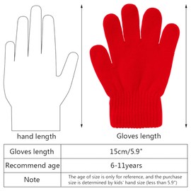 jiebor 12 Pairs Red Warm Kids Gloves Winter Gloves Knit Gloves for Kids Boys Girls Children Gift (12, Red, Small)