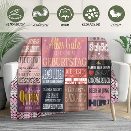 DigiNutz Birthday Gift for Women, Cuddly Blanket, 150 x 130 cm, Birthday Gift for Girls, Wife, Mum, Grandma, Girlfriend, Colleague, Gift Birthday Women