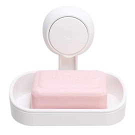 TAILI Suction Cup Soap Dishes for Bathroom Wall Mounted, Max Hold 5KG Soap Sponge Suction Container, Drill-Free Removable with Drainage White in Plastic