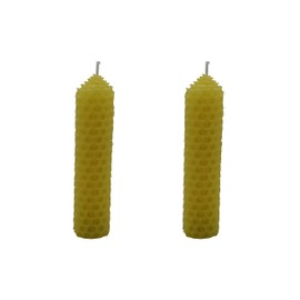 4 Inches 100% Pure Natural Handmade Beeswax Honeycomb Hand Rolled Unscented Tapers Candles (Yellow x 2, 0.9" x 4")