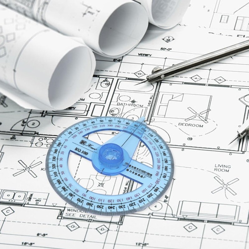 3 Pcs 360° Protractor Set, Multi-Functional Circle Protractor with Swing