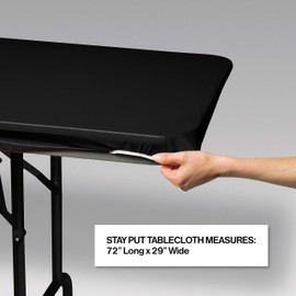Creative Converting 701000 Stay-Put Plastic Table Cover, 29 by 72", Black