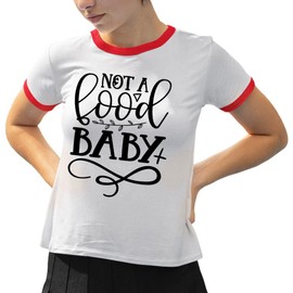 Not a Food Baby Pregnancy Ringer Tee Shirt Unisex Small White/Red