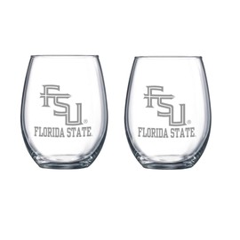 RFSJ Etched Satin Frost Logo Wine or Beverage Glass Set of 2 (Florida State Seminoles), 15 oz, Clear