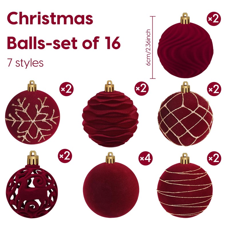 Artmag - Juego de 16 bolas de adornos de Navidad