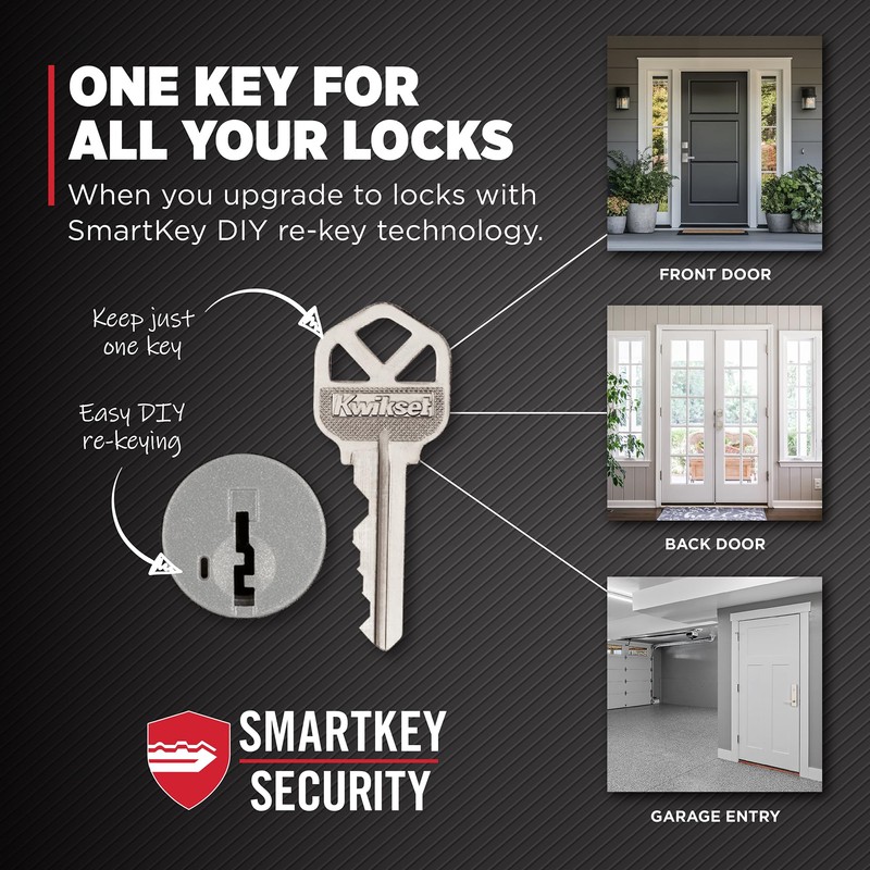 Kwikset Maven Front Door Knob with Lock and Key, SmartKey,