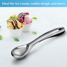 LIVSGNISTA Premium Ice Cream Scoop With Ergonomic Handle - Ice Scoop for Freezer, Baking, Cream, Food - Multi-Purpose Kitchen Essential for Ice cream Lovers（silver）