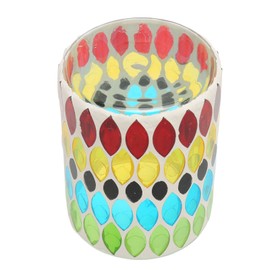 Mosaic Tea Light Holder Assorted Colors Mosaic Style Multi Purpose Glass Candle Holder for Bedroom Office Bar