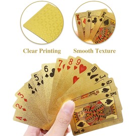 WJIASI Plastic Playing Cards - Waterproof, Washable Deck of Cards (UK) | Durable, Flexible, Solid Color No Fading, Professional for Gift Home Party Game (Gold)