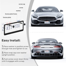 QUANQIUFEI 2 Pack Bling License Plate Frames, Sparkly Rhinestone Diamond Car License Plate Cover for Women, Stainless Steel Car Accessories with Glitter Crystal Caps (Black)