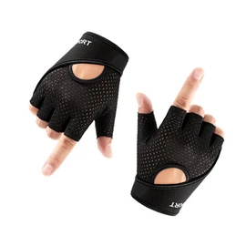Weightlifting Gloves, Half Finger Gym Workout Gloves with Non-Slip Padded Palm Protection for Cycling and Gym Strength Training (S, Black)