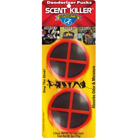 Scent Killer Sports Equipment Deodorizer Pucks - Unscented Sports Equipment Deodorizer Fights Odor and Moisture, Odor Control for Skates, Shoes, Gym Bags, Sports Bags, Totes, Helmets and Gear - 2 Pack