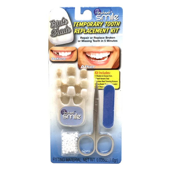 Instant Smile Triple Shade Temporary Tooth Kit - Replace A Missing Tooth in Just 5 Minutes!
