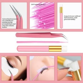 DNSGOOR DIY Lash Extension Kit 590Pcs 9-18mm D Curl Lashes Clusters with Bond and Seal Glue Remover Lash Shampoo Cleansing Brush Headband Wristband Tweezers Eyelash Brush Applicator