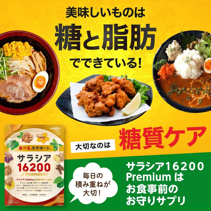 santelife サラシア16200 サラシア イヌリン 難消化デキストリン 桑の葉 ウコン 菊芋 乳酸菌 ナットウキナーゼ