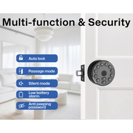 Keyless Entry Door Knob, Electronic Deadbolt Door Lock, Keypad Door Lock with Handle, Digital Code Door Knob, Easy Installation for Bedrooms, Offices and Hotels（Suitable for 1.57-2.16 inch Door）