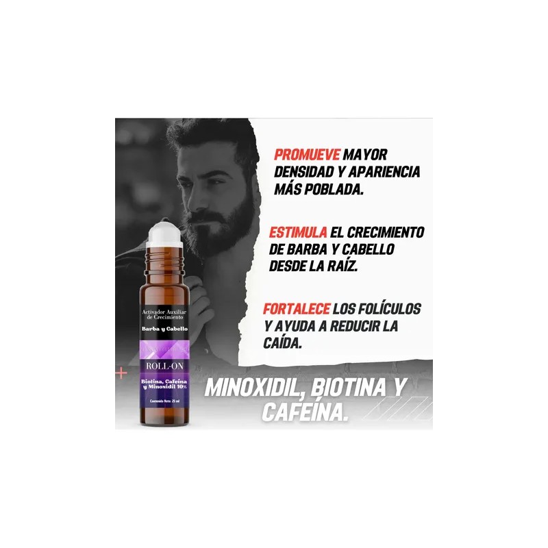 Minoxidil10 Biotina Y Cafeína Minoxidilbeard 3rollon 25mlcu