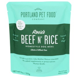 Portland Pet Food Company Rosie'S Beef N' Rice All Natural Dog Meal In A Pouch Microwaveable Meal Pouches Healthy, Wholesome Usda Ingredients Fully Cooked (6 Pack)