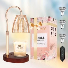 Honvinor Candle Warmer Lamp with Timer & Dimmer, Candle Warmer Height Adjustable, Fits All Jar Scented Candles, Candle Lamp with 3 Bulbs, Charming Gift Box with Ribbon for Gifting