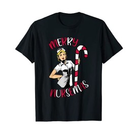 Merry Christmas Nurse Candycane Nursing T-Shirt