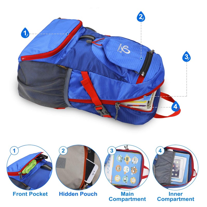 Waterfly Hiking Backpack, Ultralight Outdoor Backpack Foldable Waterproof Multifunctional Daypack