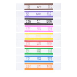L LIKED L LIKED Money Band Bundles Self Sealing Currency Straps for Bill Wrappers (9 Colors - 360 Assorted)