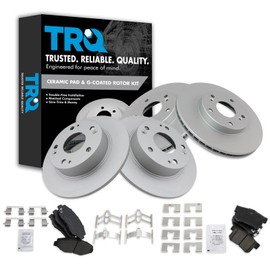TRQ Front and Rear Brake Pad & Rotor Kit Brake Pads Brake Rotor Ceramic Premium G-Coated Compatible with 2003-2007 Honda Accord