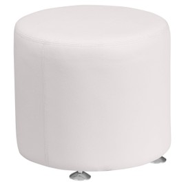 Flash Furniture Leather 18" Rnd Ottoman, Melrose White