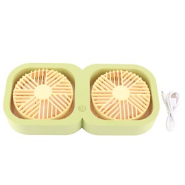Double Head Desktop Fan 2 Speed Adjustment USB Cooling Fan with Battery For Office Bedroom Dorm Classroom Summer Gift Melon Green