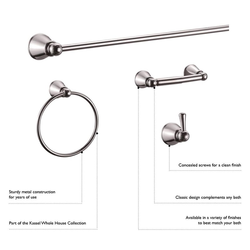 Design House 188698 Kassel 4-Piece Bathroom Accessory Kit, Polished Chrome