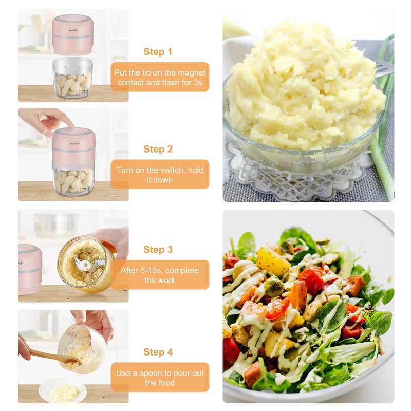 BlumWay Mini Onion & Garlic Chopper, 250 ml Electric Chopper