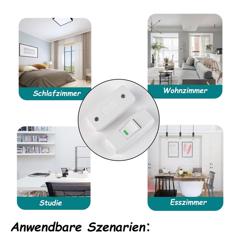 Leloco Pack of 4 Cord Switch 2-Pin Impulse Switch 250V