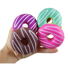 Curious Minds Busy Bags Set of 4 Donut Squishy Slow Rise Memory Foam - Scented Sensory, Stress, Fidget Toy Doughnut