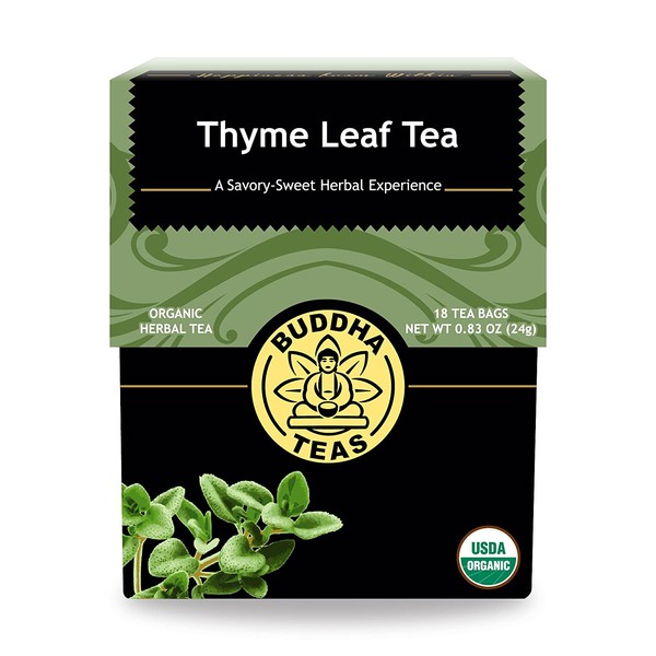 Buddha Teas Organic Thyme Leaf Tea | 18 Bags | Decaffeinated | Aids Digestion | Made in the USA