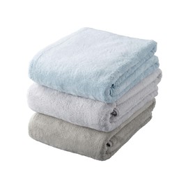 Carari Hair Drying Towel, 15.7 x 39.4 inches (40 x 100 cm), Absorbent Microfiber, 3-Piece Set, Ocean Blue (Blue/Light Gray/Gurege), Quick Absorption in Fiber Gap, Quick Drying, Marshmallow Texture