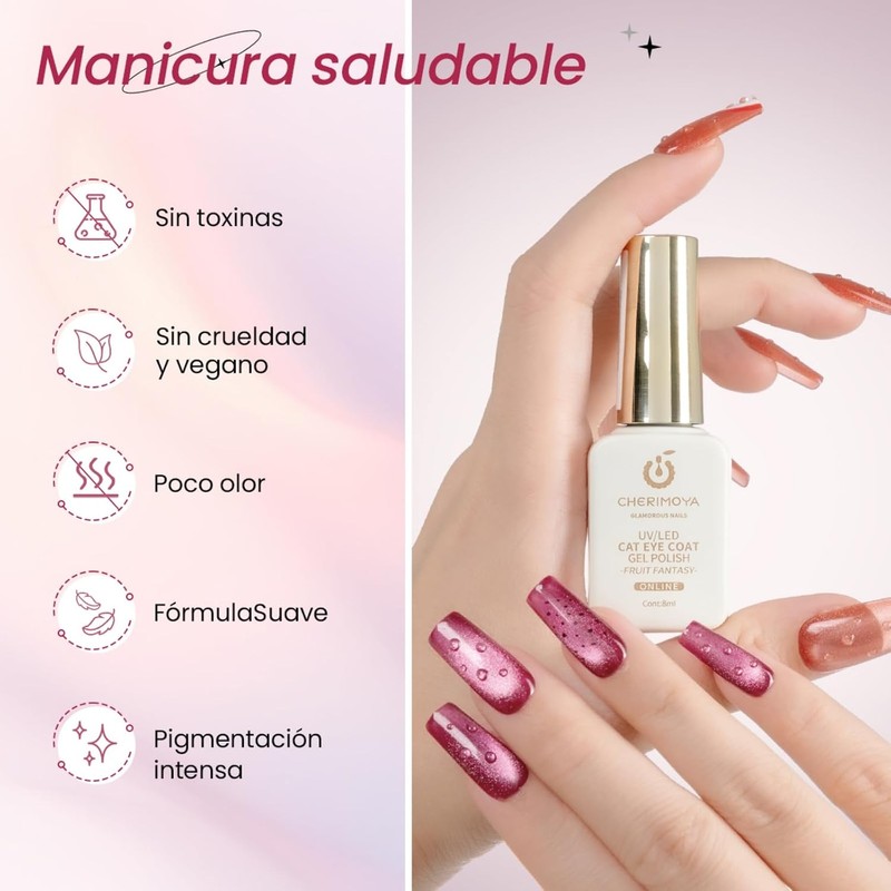 CHERIMOYA Kit de 6 Esmalte Ojo de Gato para Uñas