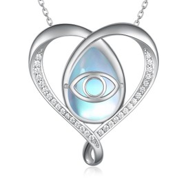 Evil Eye Necklace 925 Sterling Silver Moonstone Evil Eye Pendant Evil Eye Jewelry Birthday Gifts for Women Girlfriend Teen Girls