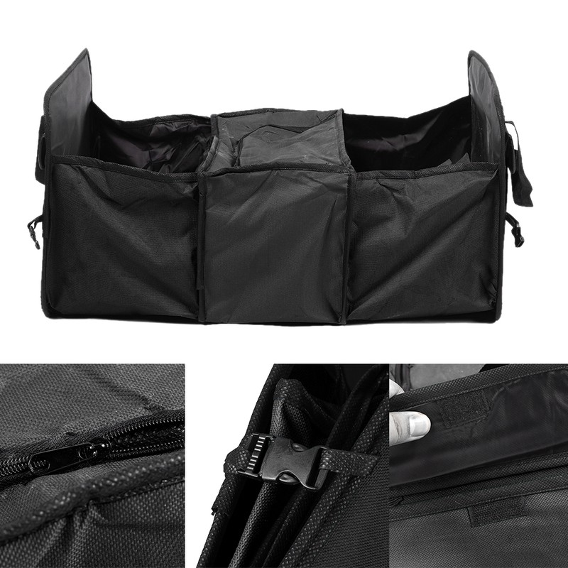 Multifunction Folding Car Insulated Cooler Storage Bag Organizer Container BoxBlack