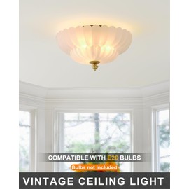 ANYLOVE Modern 12Inch Frosted Glass Flower Glass Semi Flush Mount Ceiling Light, 3 Light for Living Room Bedroom Hallway Entryway Foyer