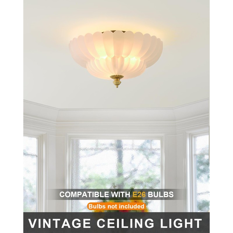ANYLOVE Modern 12Inch Frosted Glass Flower Glass Semi Flush Mount