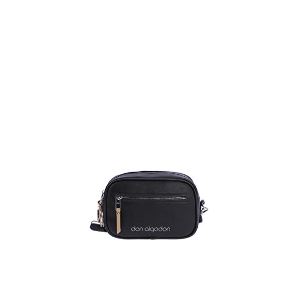 DON ALGODON Women's Gabriela University Shoulder Bag Casual Large Capacity Zipper Closure, Black/White, 22x8x15 cm