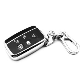 INFIPAR Fit for Land Rover Discovery Sport LR2 LR4 Range Rover Range Rover Evoque Sport Velar Jaguar F-Pace F-Type XE XF XJ XK TPU Key Fob Remote Cover Case Shell Holder Protector Accessories, Silver