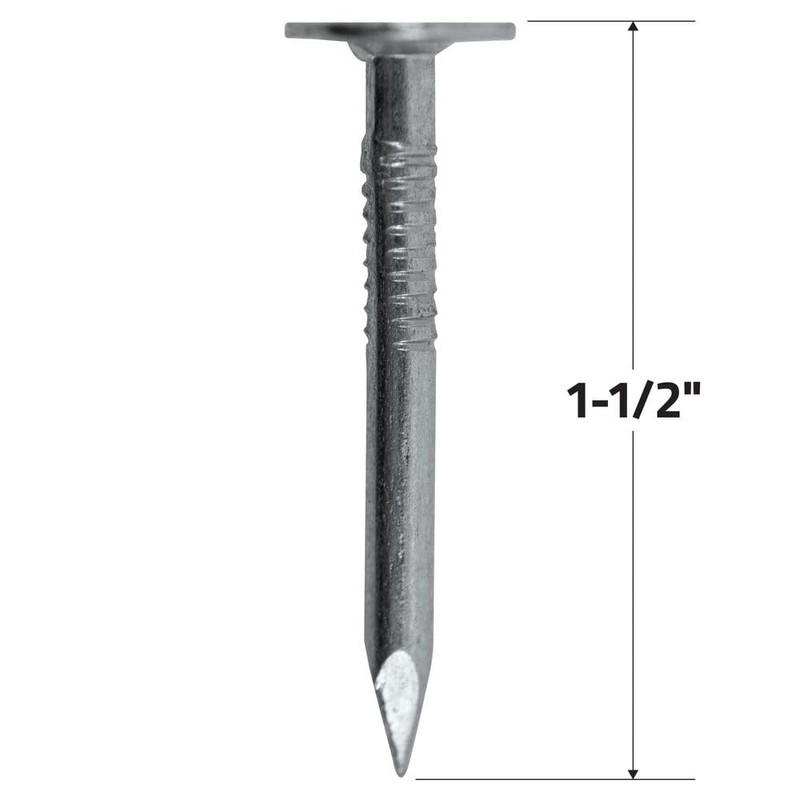 Grip-Rite 112EGRFG1, 1-1/2" Electro-Galvanized Roofing Nails, 1 lb Pack, Rust-Resistant