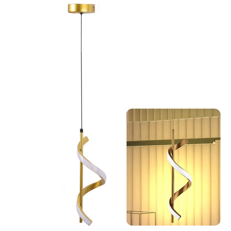 Spiral LED Pendant Light Gold Color High Brightness Eyes Protection