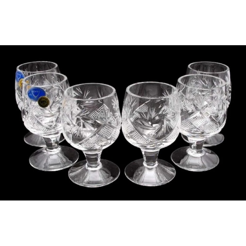 Neman Russian Cut Crystal Shot Glasses on Short Stem 1.7oz
